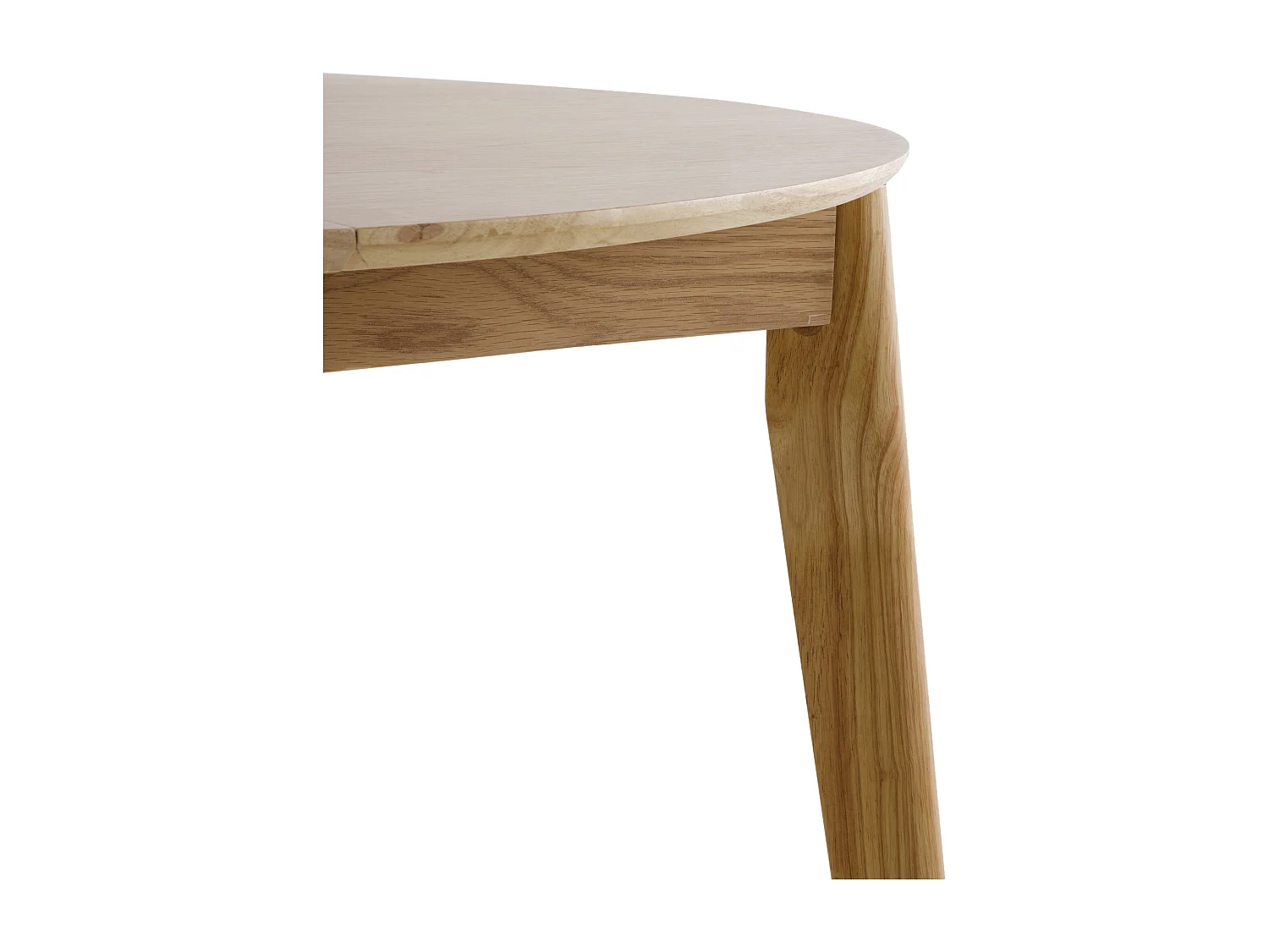 Table extensible 120/150 avec pieds en hévéa et plateau plaqué chêne