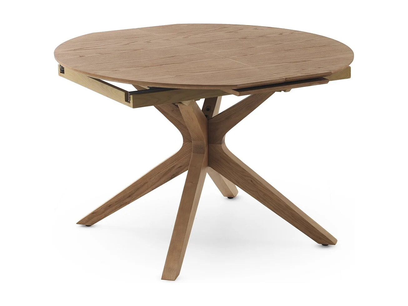 Table extensible 120/160x90 pieds en chêne et plateau en frêne