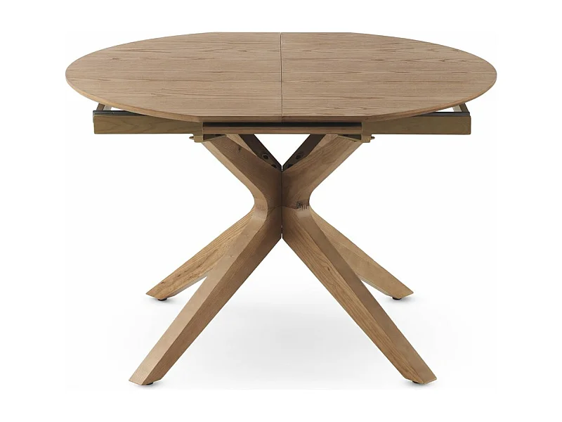 Mesa de folha extensível 120/160x90 pernas de carvalho com tampo de freixo