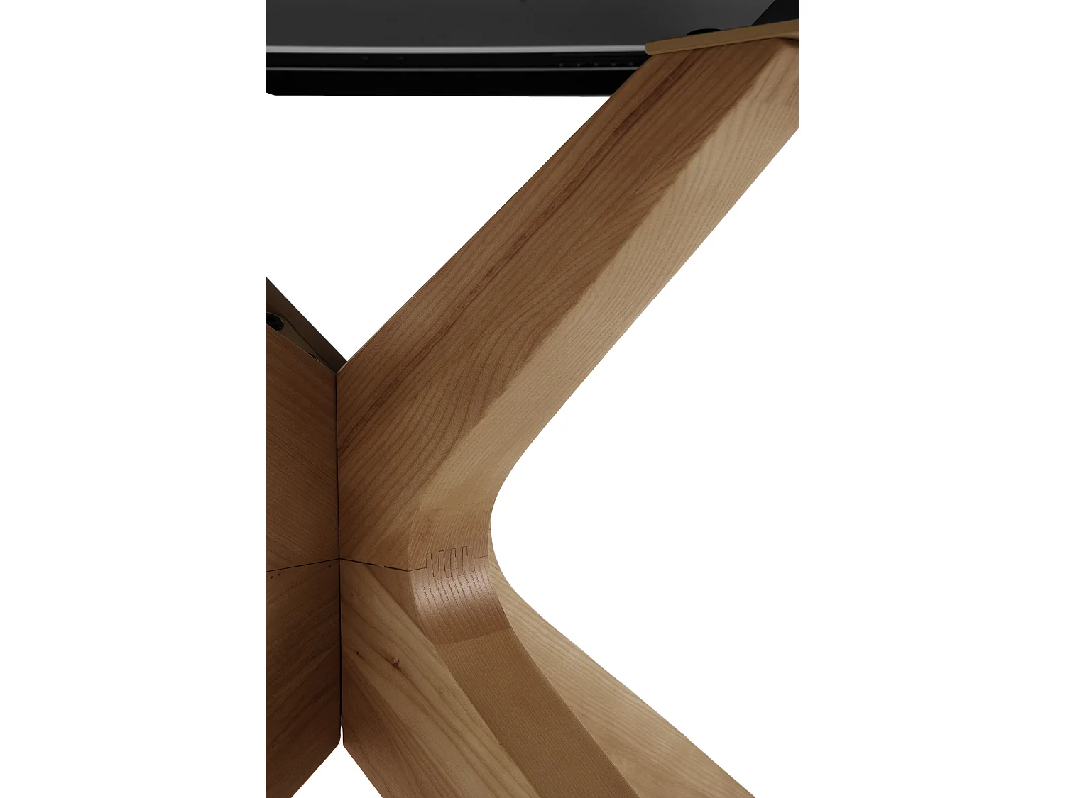 Uitschuifbare tafel 120/160x90 met eikenhouten poot en zwart keramisch blad