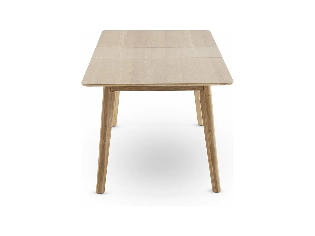 Table extensible 160/200x90 pieds en hévéa et plateau plaqué chêne