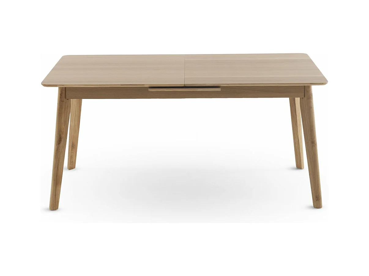 Tavolo 160/200x90 gambe in hevea con piano impiallacciato in rovere