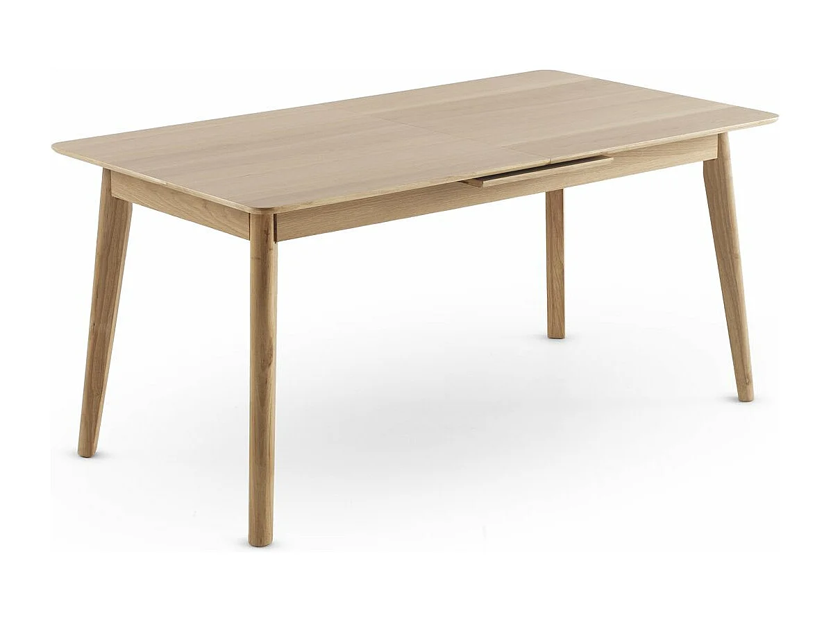 Tavolo 160/200x90 gambe in hevea con piano impiallacciato in rovere