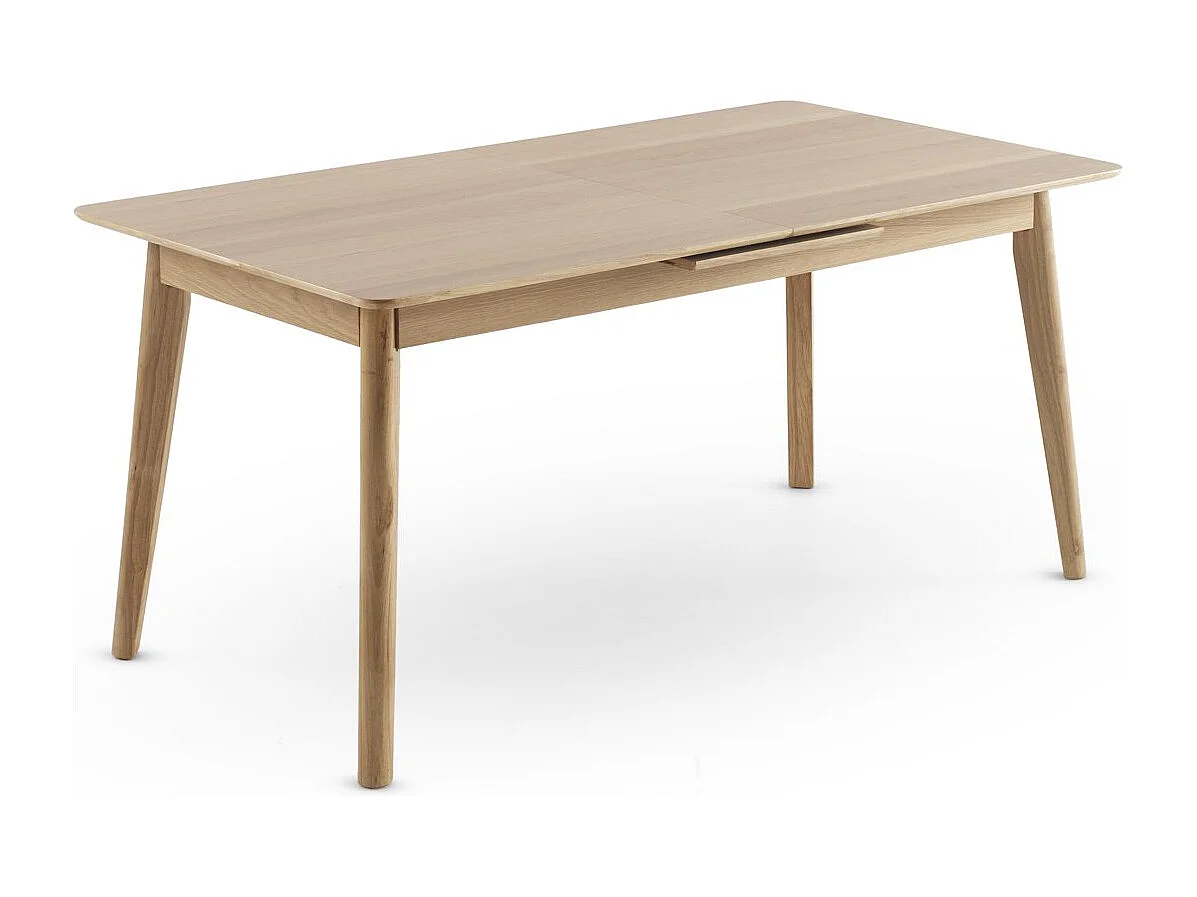 Tavolo 160/200x90 gambe in hevea con piano impiallacciato in rovere