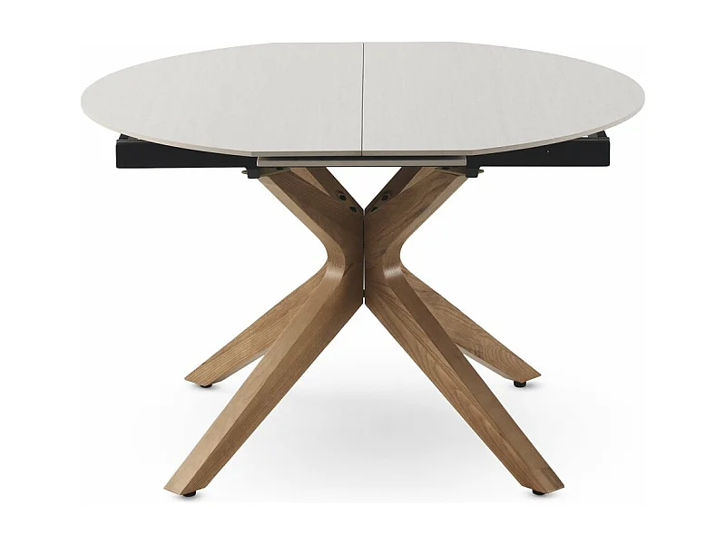 Mesa de folha extensível 120/160x90 perna de mesa em carvalho com tampo em cerâmica travertino