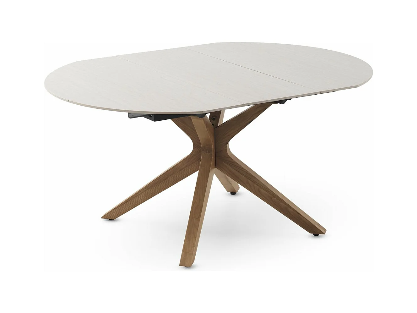 Mesa de folha extensível 120/160x90 perna de mesa em carvalho com tampo em cerâmica travertino