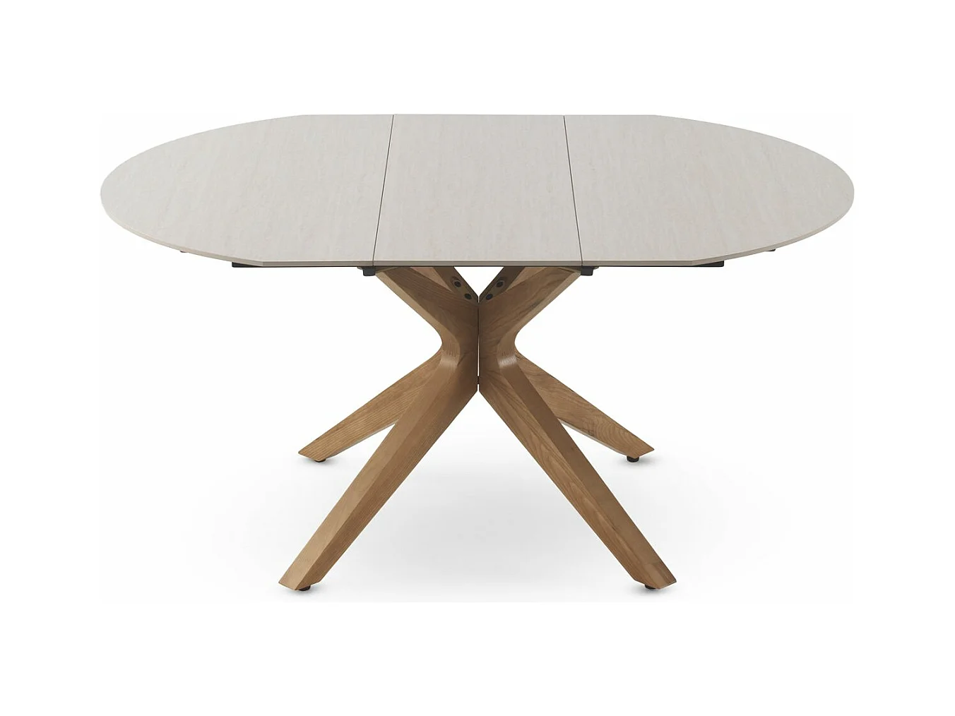 Mesa de folha extensível 120/160x90 perna de mesa em carvalho com tampo em cerâmica travertino