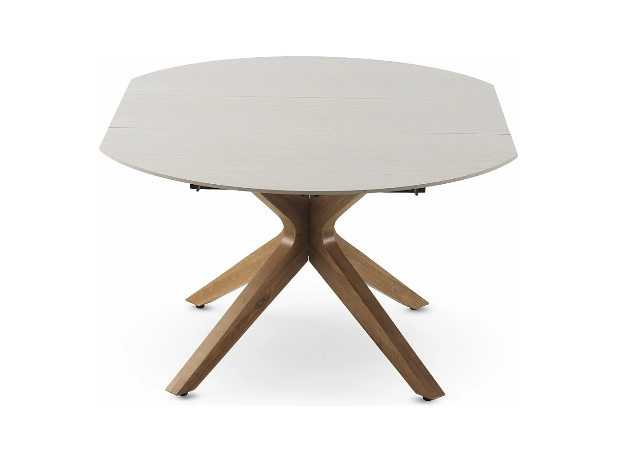 Mesa de folha extensível 120/160x90 perna de mesa em carvalho com tampo em cerâmica travertino