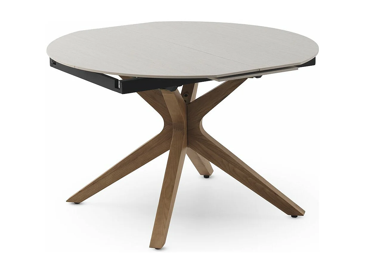 Mesa de folha extensível 120/160x90 perna de mesa em carvalho com tampo em cerâmica travertino