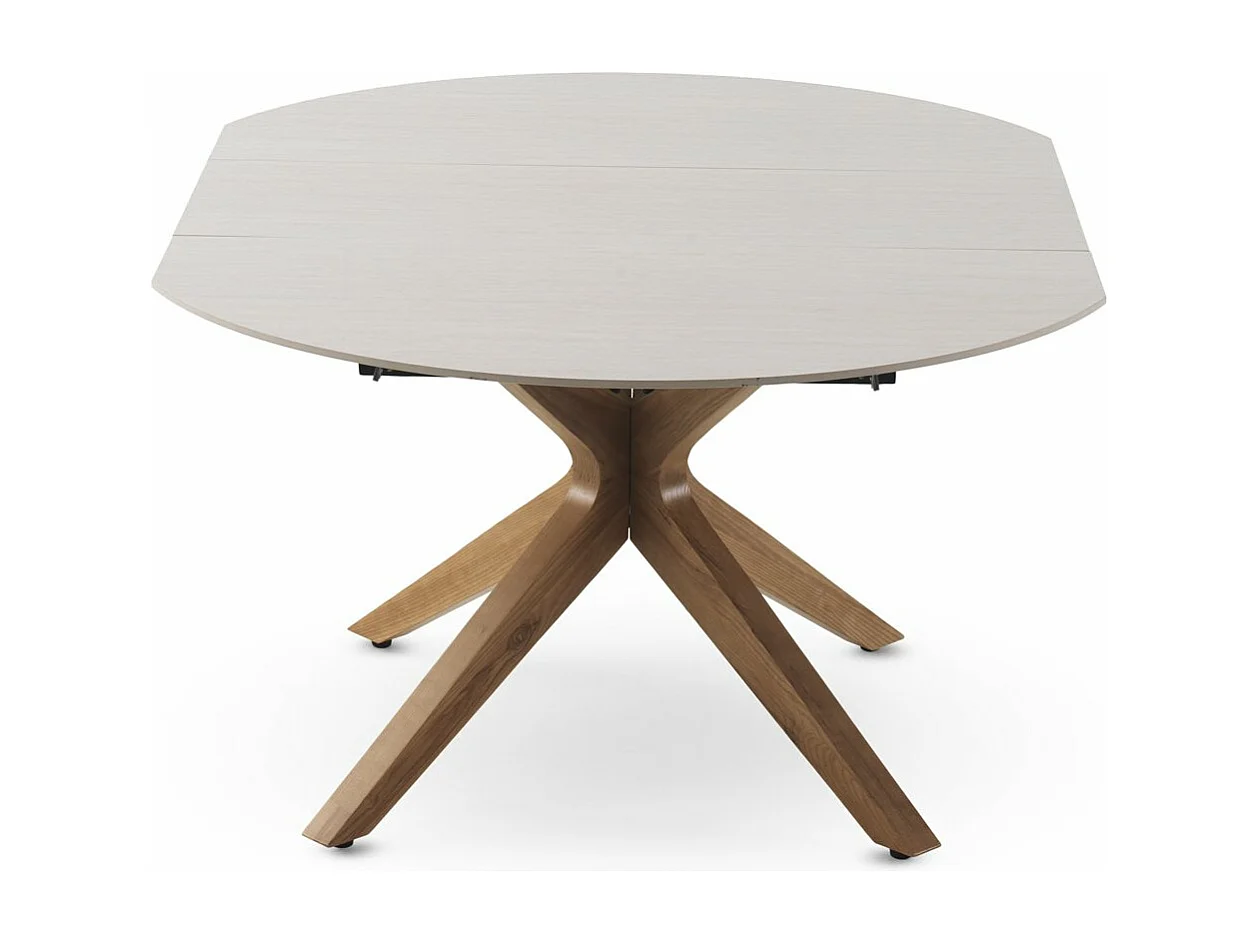 Mesa de folha extensível 120/160x90 perna de mesa em carvalho com tampo em cerâmica travertino