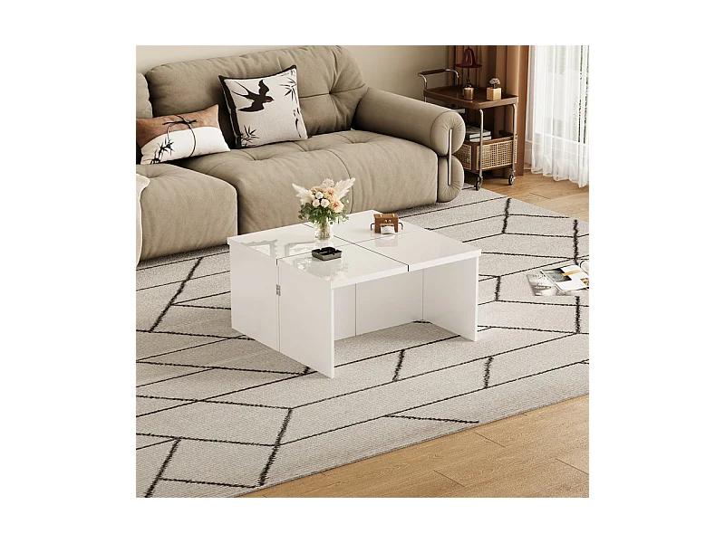 Table basse - compose de 4 petites tables - table DIY - Panneau de particules blanc - 81x81x40cm