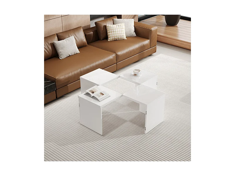 Table basse - compose de 4 petites tables - table DIY - Panneau de particules blanc - 81x81x40cm