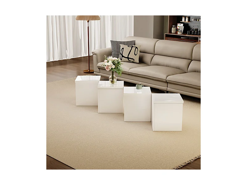 Table basse - compose de 4 petites tables - table DIY - Panneau de particules blanc - 81x81x40cm