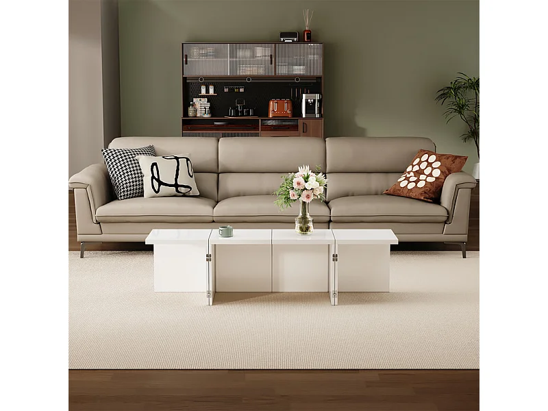 Tavolino - composto da 4 tavolini - Tavolo fai-da-te - Pannello di particelle bianco - 81x81x40cm