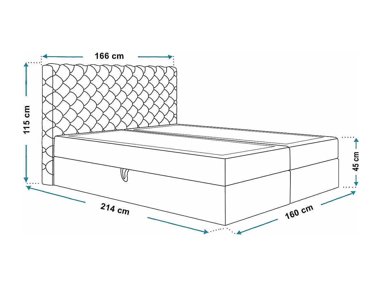 AX LIVING Boxspringbett Bonio VIII – 160 cm Breite, Schlafkomfort JS96