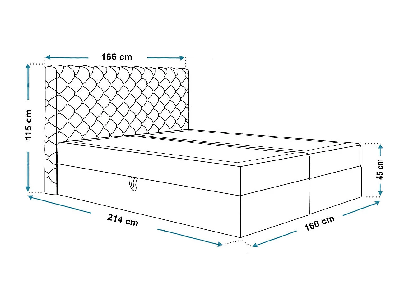AX LIVING Boxspringbett Bonio VIII – 160cm Breite, Schlafkomfort JS90