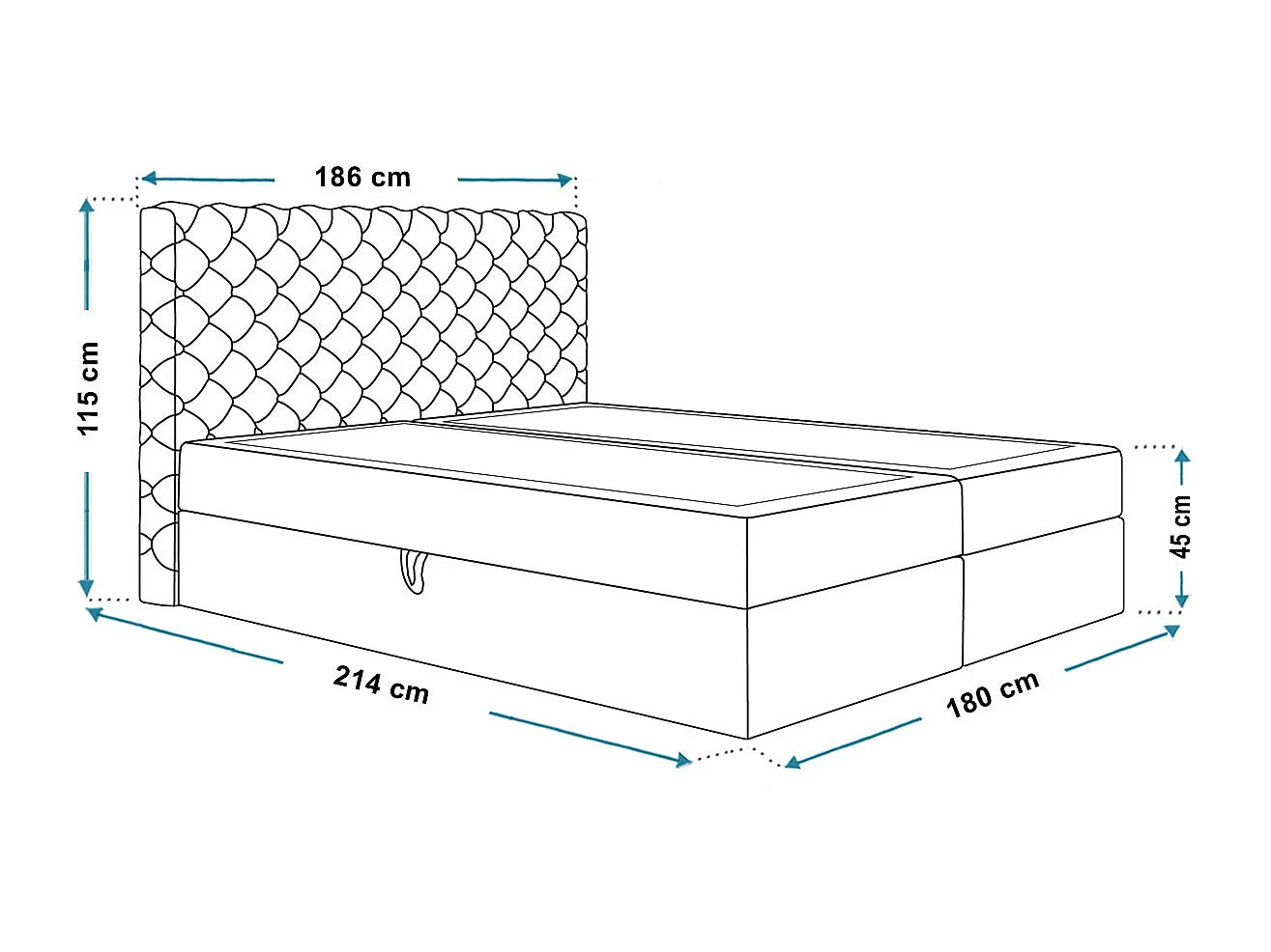AX LIVING Boxspringbett Bonio VIII – 180cm Breite, Schlafkomfort JS90