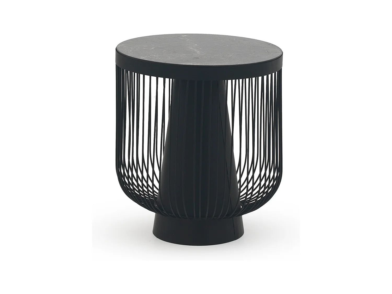 Table d'appoint en métal et marbre, couleur noire