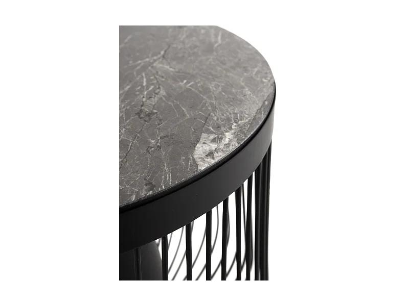 Table d'appoint en métal et marbre, couleur noire