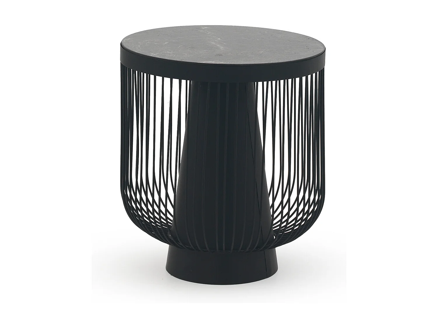 Table d'appoint en métal et marbre, couleur noire