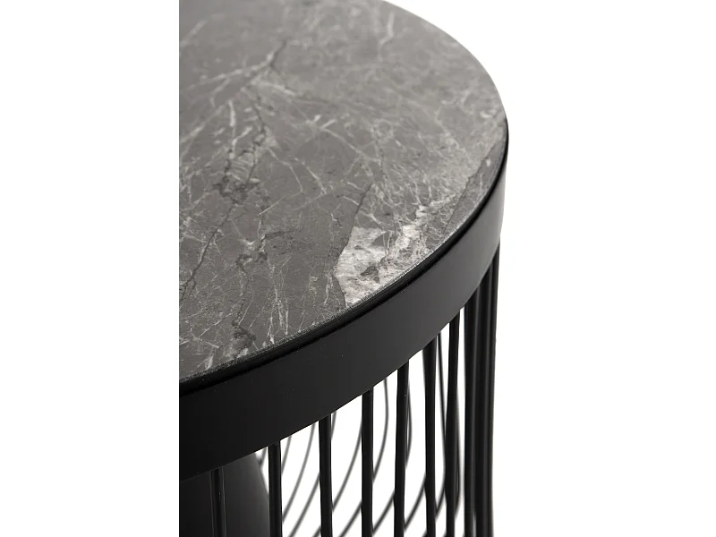 Table d'appoint en métal et marbre, couleur noire