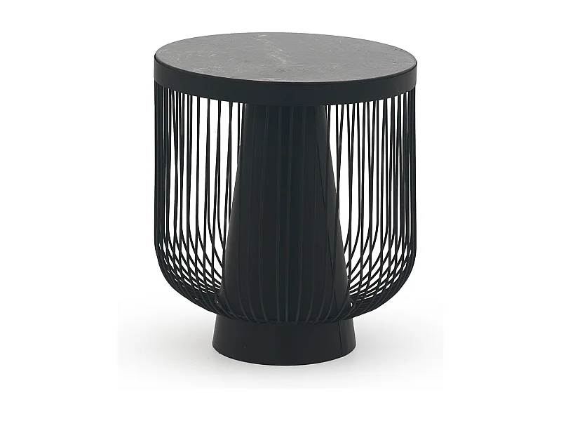 Table d'appoint en métal et marbre, couleur noire