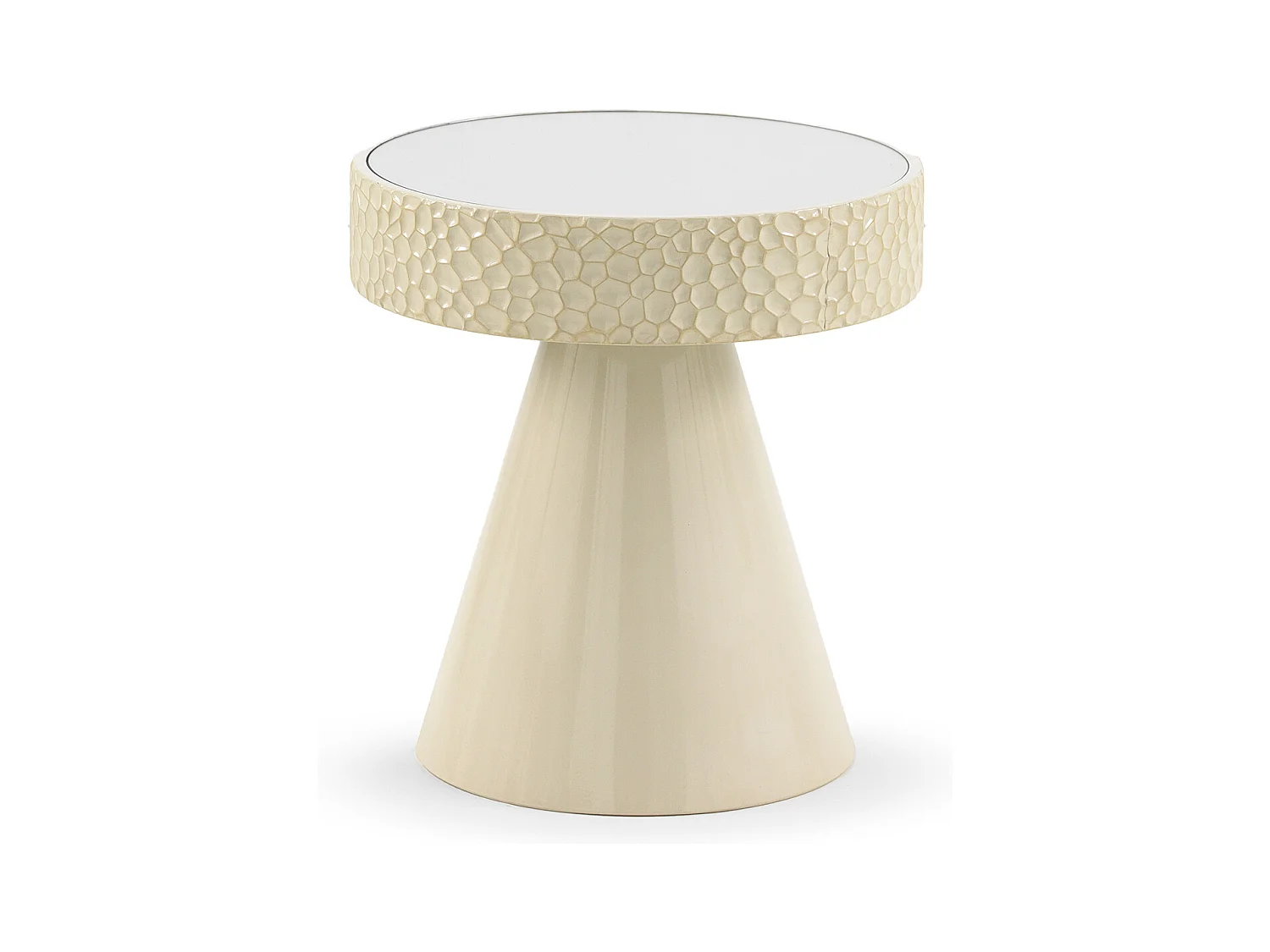 Table d'appoint en métal et miroir