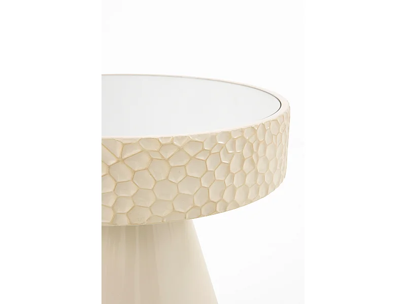 Table d'appoint en métal et miroir