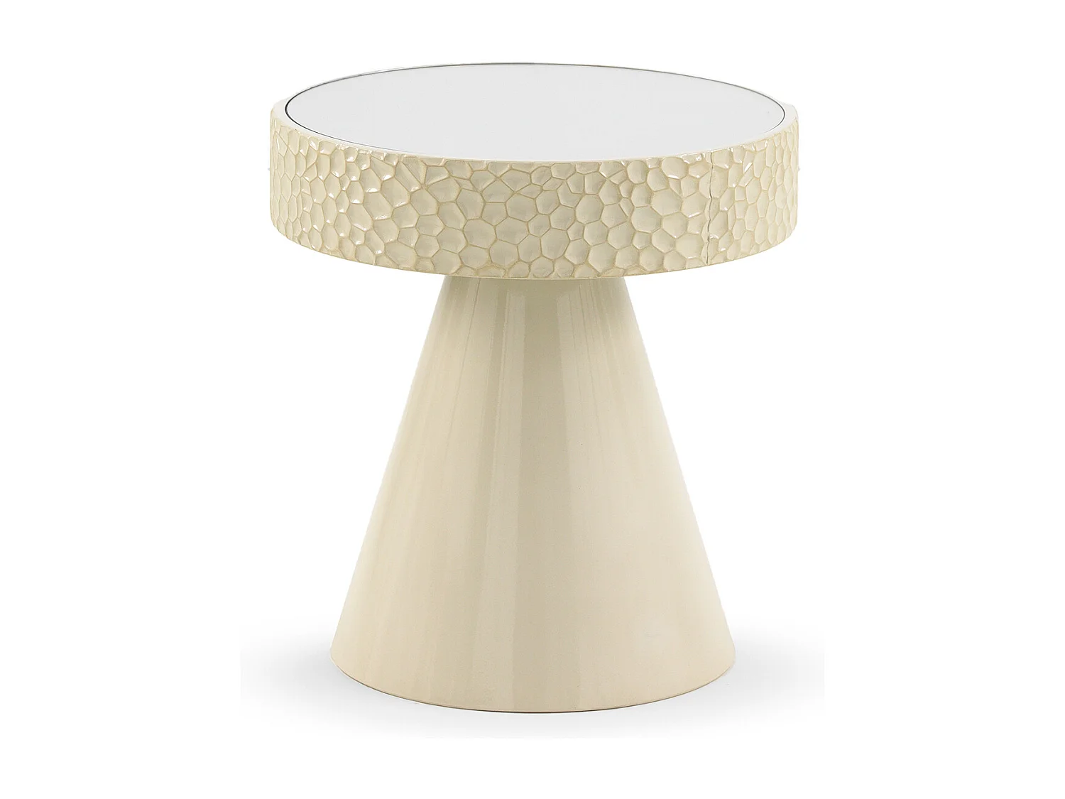 Table d'appoint en métal et miroir