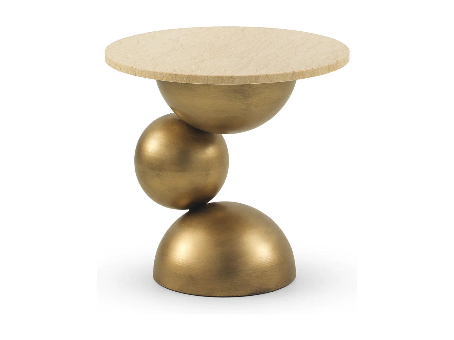 Table d'appoint en métal et marbre, couleur crème