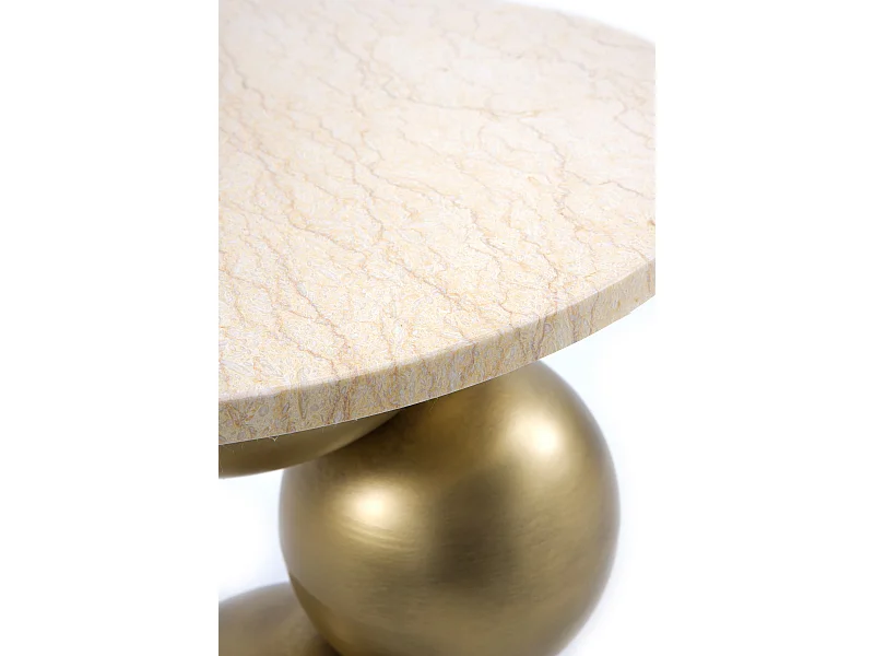 Beistelltisch aus Metall und Marmor, Farbe cremefarben