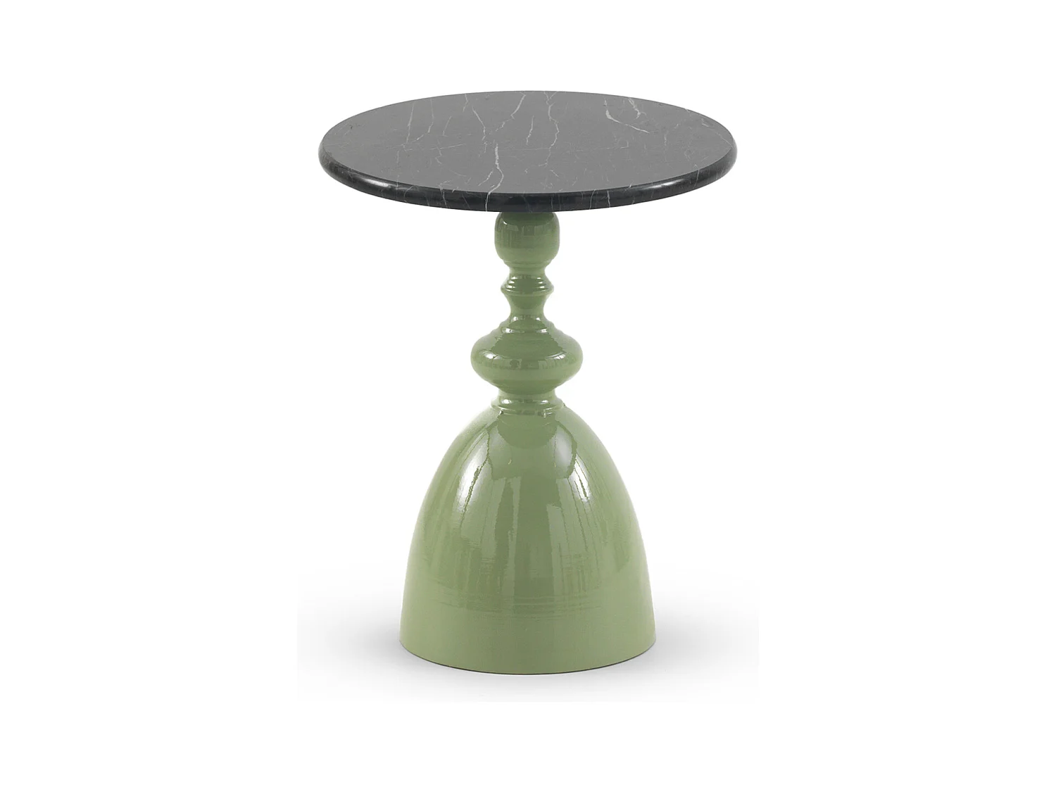 Table d'appoint en métal et marbre, couleur gris-vert