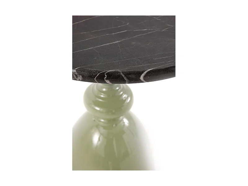 Table d'appoint en métal et marbre, couleur gris-vert