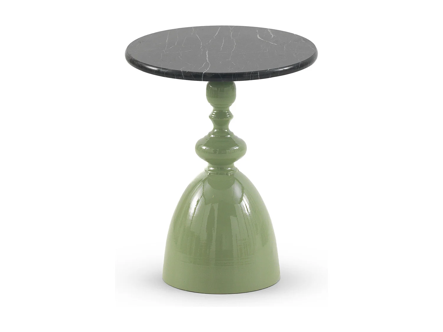 Table d'appoint en métal et marbre, couleur gris-vert
