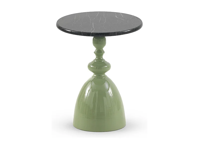 Table d'appoint en métal et marbre, couleur gris-vert