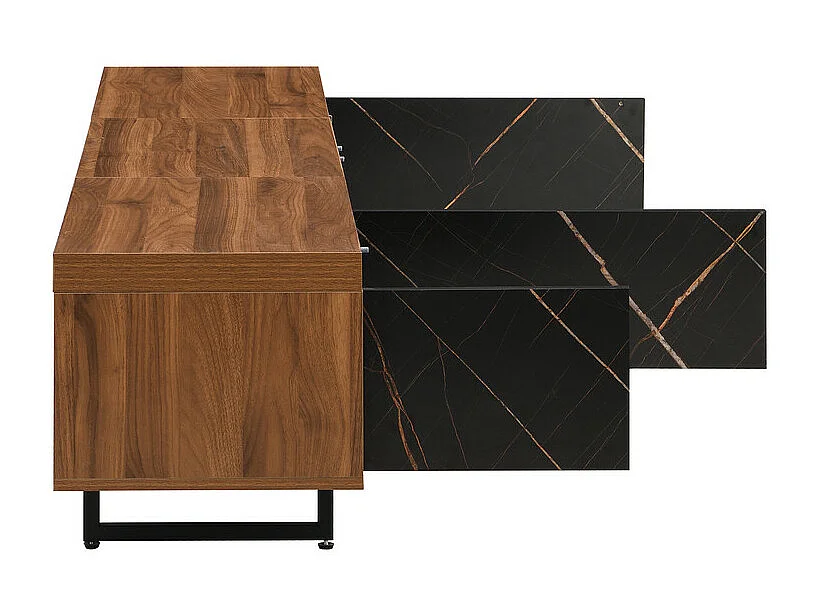 Meuble TV 3 portes et niche - avec LED et étages en verre - MDF - charge max 80kg - Naturel - 170x34x50cm