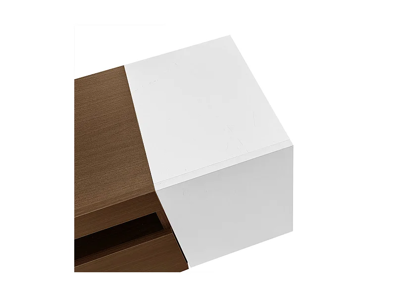 TV-meubel 180cm met deur en 2 nissen - Spaanplaat en MDF - max. belasting 60kg - Wit + Natuur