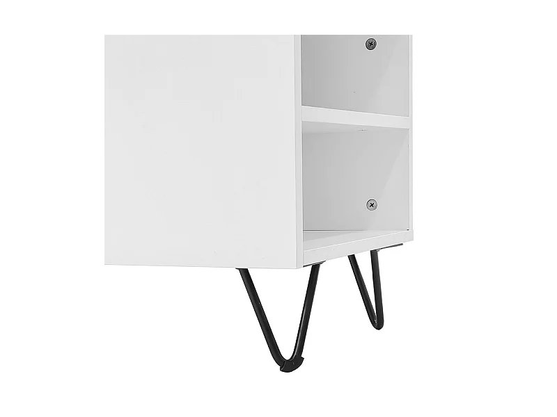 TV-meubel 180cm met deur en 2 nissen - Spaanplaat en MDF - max. belasting 60kg - Wit + Natuur