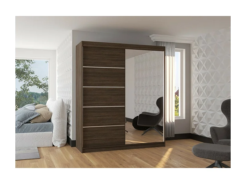 Armoire Taro (180cm)/portes coulissantes/miroir/Marron