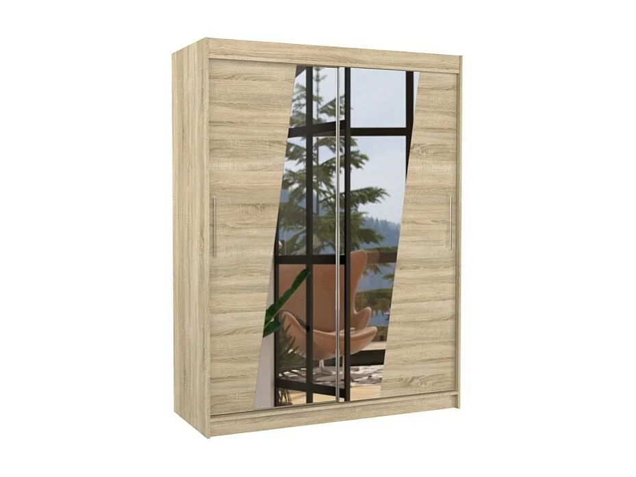 Armadio Belton (150cm)/ante scorrevoli/specchio/Sonoma