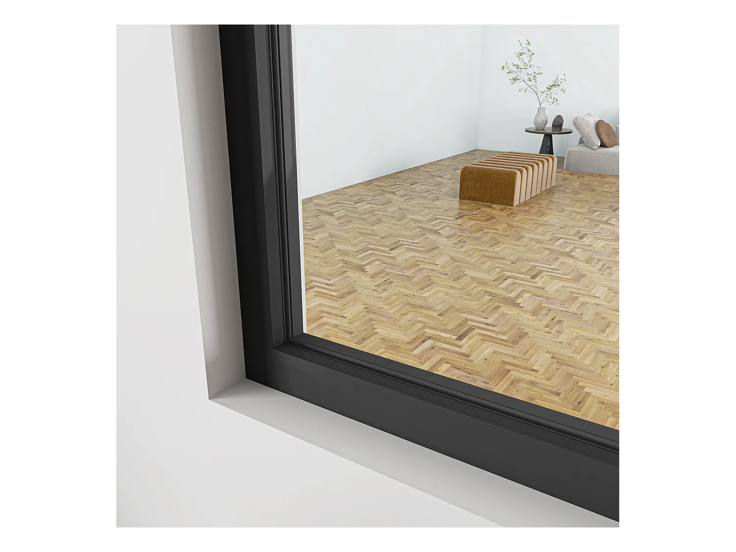 AICA Verrière Atelier Coulissante en Aluminium Noir – L123xH108cm, 4 Panneaux en 4mm Verre Trempé, Séparation Élégante Cuisine / Salon