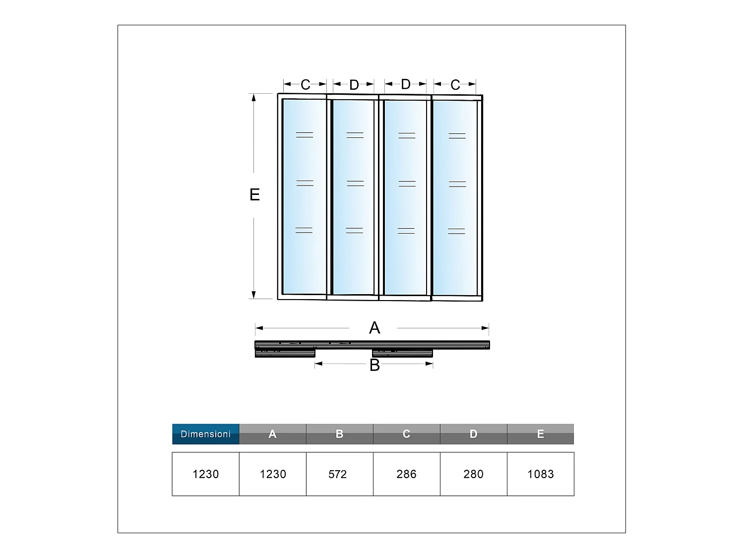 AICA Verrière Atelier Coulissante en Aluminium Noir – L123xH108cm, 4 Panneaux en 4mm Verre Trempé, Séparation Élégante Cuisine / Salon