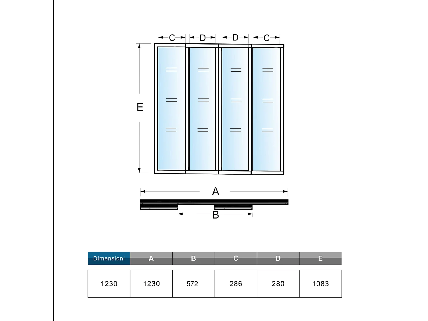 AICA Verrière Atelier Coulissante en Aluminium Noir – L123xH108cm, 4 Panneaux en 4mm Verre Trempé, Séparation Élégante Cuisine / Salon