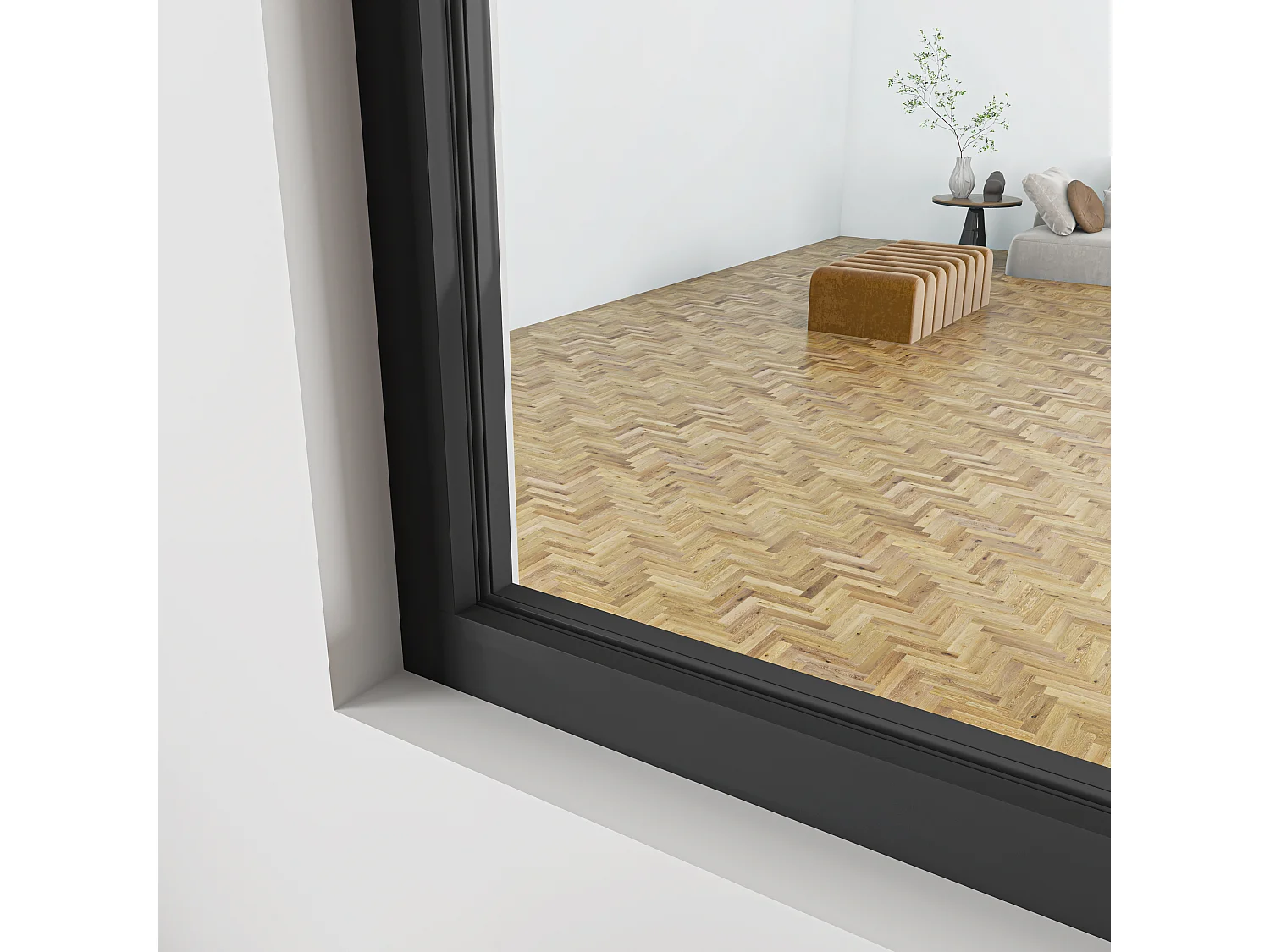 AICA Verrière Atelier Coulissante en Aluminium Noir – L183xH108cm, 4 Panneaux en 4mm Verre Trempé, Séparation Élégante Cuisine / Salon