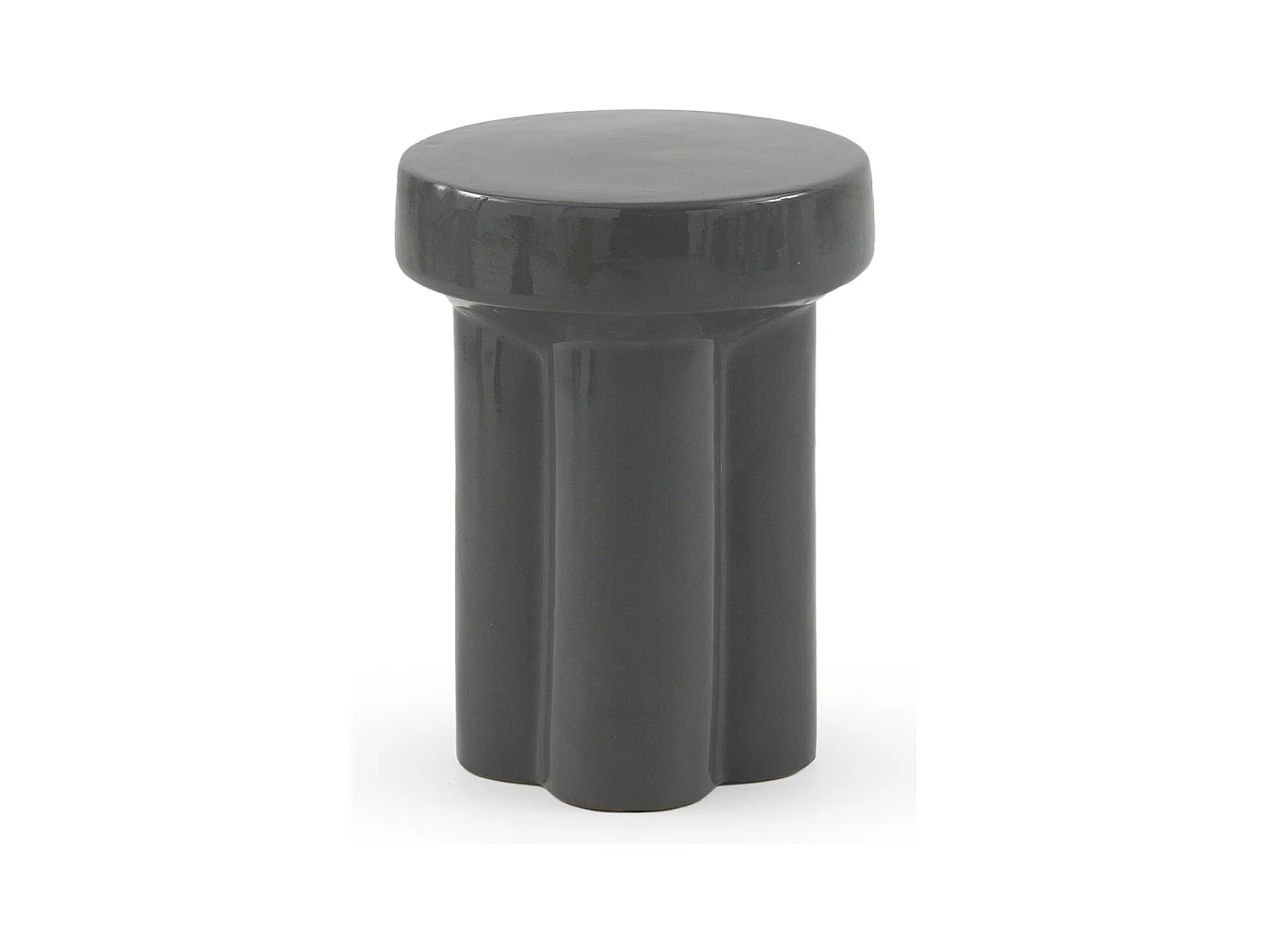Tabouret / table d'appoint en céramique grise