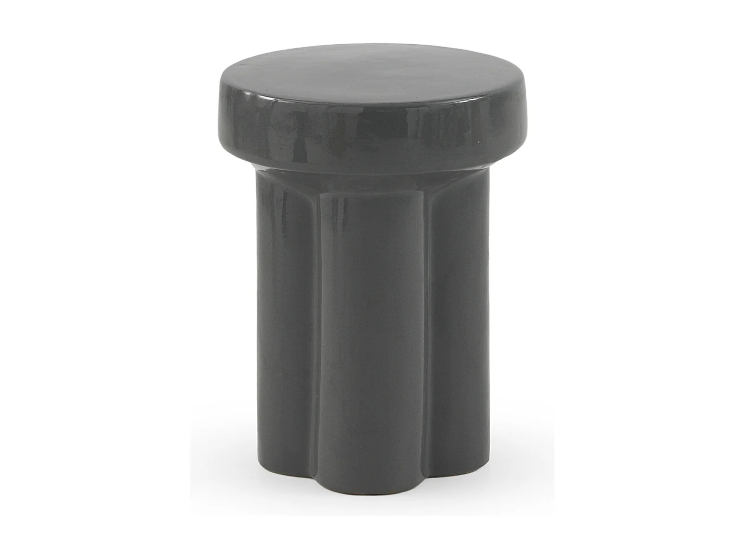 Hocker/Beistelltisch aus Keramik, Farbe grau