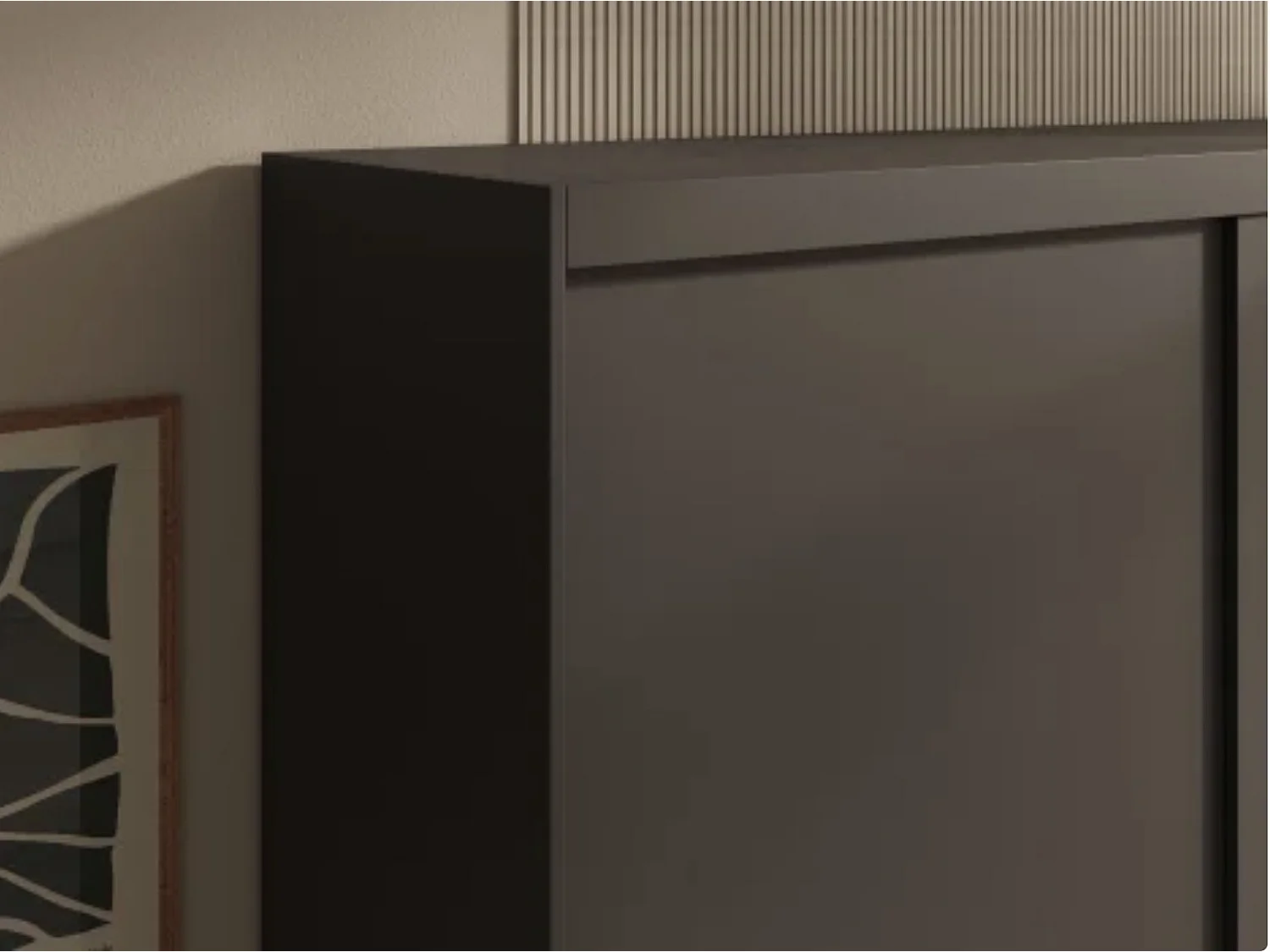 Armoire coulissante BALEY avec miroir – Dressing moderne et gain de place-Noir-Largeur 120 cm