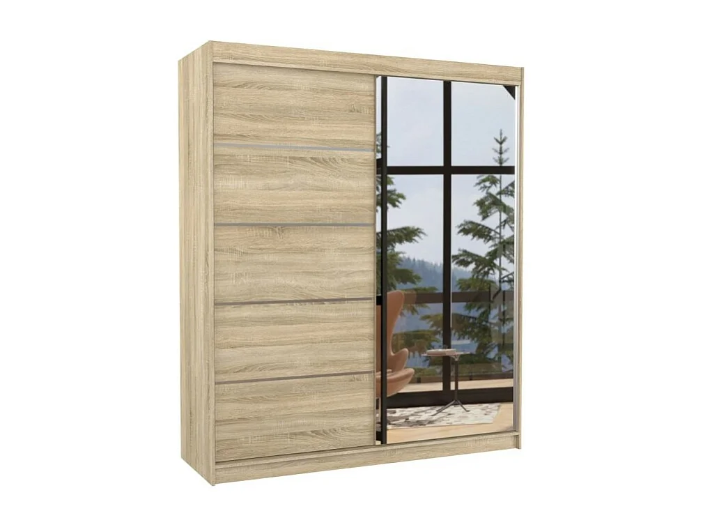 Armoire Taro (180cm)/portes coulissantes/miroir/Sonoma