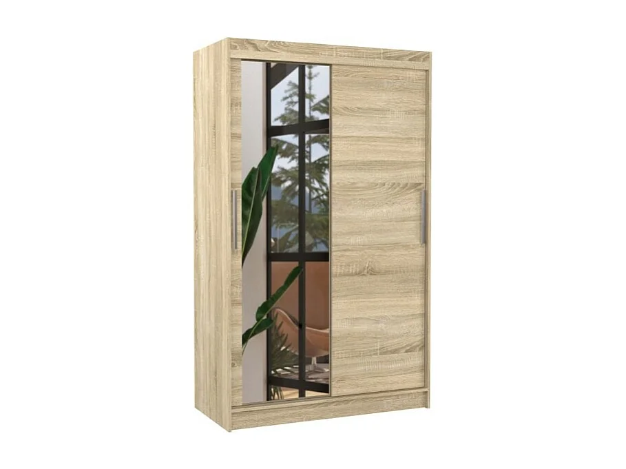 Kleiderschrank Lario (120cm)/Schiebetüren/Glas/Sonoma