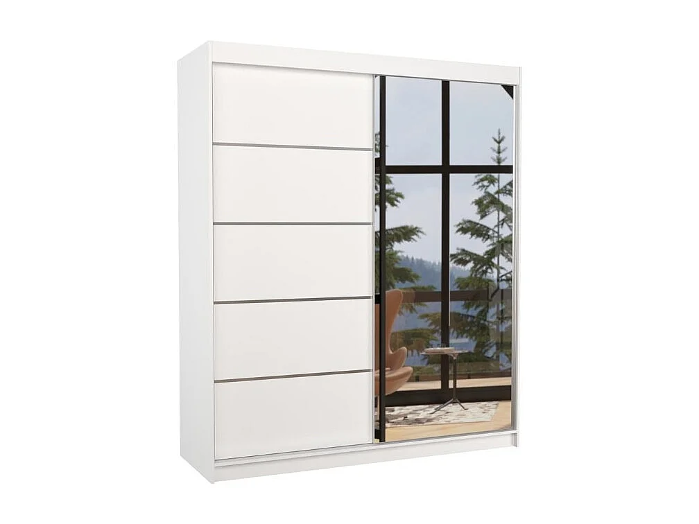 Armoire Taro (180cm)/portes coulissantes/miroir/Blanc